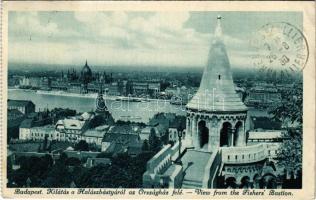 1930 Budapest I. Kilátás a Halászbástyáról az Országház felé (EK)