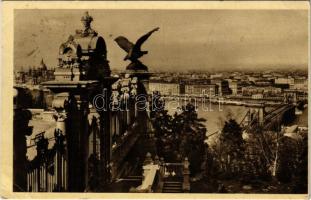 1936 Budapest I. Kilátás a Királyi várból Pestre, Lánchíd (EB)