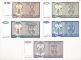 Bosznia-Hercegovina / Szerb Köztársaság / Banja Luka 1992. 10D + 50D + 1000D + 1993. 100.000D + 10.0...