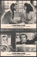 1981 ,,A francia hadnagy szeretője című angol film jelenetei és szereplői, 9 db produkciós filmfotó, ofszet nyomdai eljárással, egyoldalasan, kartonlapra sokszorosítva, 18x23,5 cm
