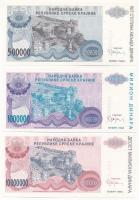 Horvátország / Krajna Szerb Köztársaság / Knin 1994. 500.000D + 1.000.000D pótkiadás alacsony "...