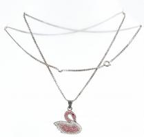 Ezüst (Ag) nyaklánc hattyús medállal, jelzett, h: 58 cm, bruttó: 8,9 g