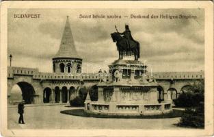 Budapest I. Halászbástya, Szent István szobor. Rigler r.-t. R.J.E. (fl)