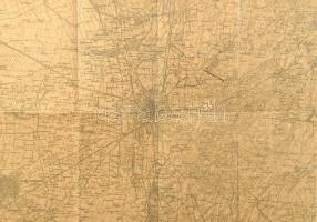 cca 1900 Debrecen és környéke katonai térkép ceruzás jelölésekkel, 1:75 000, 37x53 cm