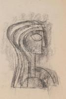 Rác András (1926-2013): Szentendrei ikon. Szén, papír, jelzés nélkül. Proveniencia: A művész hagyatéka. Lap széle kissé sérült. 45x32 cm