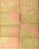 1920 Debrecen belterületének térképe, ragasztásokkal, 59x47 cm