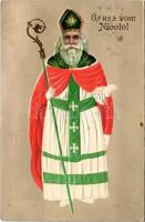 1903 Gruss vom Nicolo! / Üdvözlet a Mikulástól! Dombornyomott / Saint Nicholas, embossed