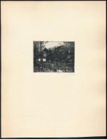 Szűcs János (1917-1995): Táj, 1966. Rézkarc, papír, jelzett, hátoldalán számozott (183/200), 6×8 cm