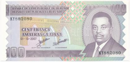 Burundi 2007. 100Fr KY 882080 T:I Burundi 2007. 100 Francs KY 882080 C:UNC Krause P#37f