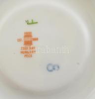 Zsolnay Pompadour mintás mokkás csésze 6 db + 1db cukortartó, teljes, kézzel festett, kopásnyomokkal...