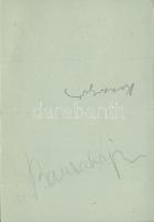 Kosztolányi Dezső és Barta Lajos saját kézzel írt aláírásai szereplésükkel tartott matiné műsorán / Signature of Dezső Kosztolanyi and Barta Lajos