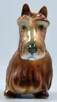 Zsolnay Skót Terrier, kézzel festett, jelzett, hibátlan, m:6 cm, h:9 cm