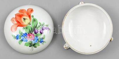 Herendi virágmintás bonbonier , jelzett, mázhibával , d:12,