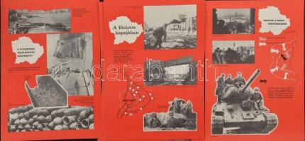 ca 1970-1980 Budapest ostroma, fali tabló sorozat, képekkel és ismertető szöveggel, 40x28 cm