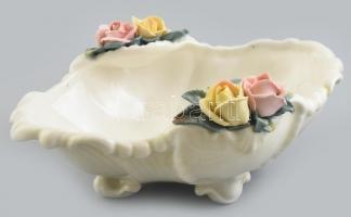 ENS kínálótál ,kézzel festett porcelán, jelzett, kopásnyomokkal, rózsákon sérülés, 23x17 cm