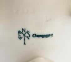 ENS kínálótál ,kézzel festett porcelán, jelzett, kopásnyomokkal, rózsákon sérülés, 23x17 cm