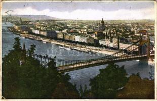 1929 Budapest, Erzsébet híd, villamos (szakadás / tear)