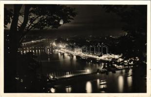 1937 Budapest, Erzsébet híd esti kivilágításban