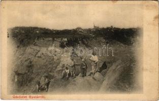 Gyalár, Ghelari; vasbánya bányászokkal / mine with miners (EK)