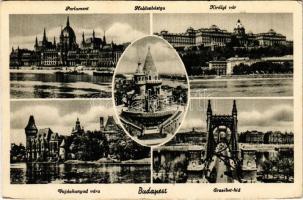 Budapest, Parlament, Halászbástya, Királyi vár, Vajdahunyad vára, Erzsébet híd, villamos (EK)