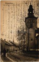 1907 Körmöcbánya, Kremnitz, Kremnica; Alsó utca, Szt. Erzsébet templom. Ritter Lipót J. kiadása / street, church