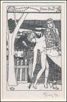 Tichy Gyula (1879-1920): Akt, nyomat utólagos jelzéssel, paszpartuban, 13×8,5 cm