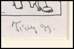 Tichy Gyula (1879-1920): Akt, nyomat utólagos jelzéssel, paszpartuban, 13×8,5 cm