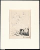 Kondor Béla (1931-1972): Fel a mennybe. Rézkarc, papír, utólagos jelzéssel, paszpartuban, 11×8 cm