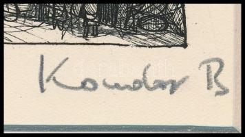 Kondor Béla (1931-1972): Fel a mennybe. Rézkarc, papír, utólagos jelzéssel, paszpartuban, 11×8 cm