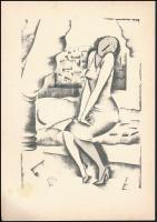 Molnár C. Pál (1894-1981): Ásítás. Kis szériás ofszet, papír, kissé foltos, 29,5×21 cm