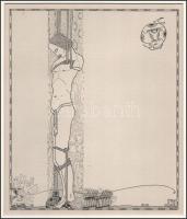 Kozma Lajos (1884-1948): Megkötözve. Cinkográfia, papír, jelzett a cinkográfián, paszpartuban, 19,5×...