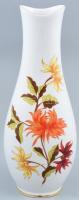 Hollóházi porcelán váza florális dekorral, matricás, jelzett, apró kopásnyomokkal, m: 31 cm