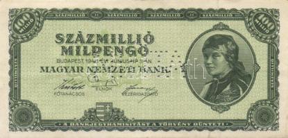 1946. 100.000.000MP "MINTA" lyukasztással T:II