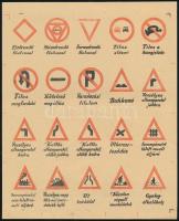 cca 1960 KRESZ táblák gyufacímke, 60 db, 3 felvágatlan íven