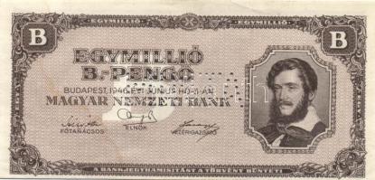 1946. 1000.000BP "MINTA" lyukasztással, erősen lefelé csúszott előlapi nyomattal T:I- foltos