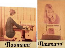 Cca. 1960 Német retró reklám, Naumann szövőgép és varrógép. Karton, kopott, 49x49 és 58x38 cm