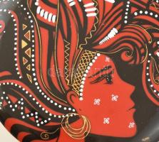 Hollóházi Vészabó Noémi porcelán bonbonier, matricás, jelzett, hibátlan, m: 5 cm, d: 12,5 cm