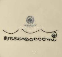 Hollóházi Vészabó Noémi porcelán bonbonier, matricás, jelzett, hibátlan, m: 5 cm, d: 12,5 cm