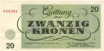 Német 3. Birodalom / Theresienstadt Getto 1943. 1K, 2K, 5K, 10K, 20K, 50K, 100K teljes sor T:I