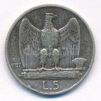 Olaszország 1927R 5L Ag "III. Viktor Emánuel" T:2 patina Italy 1927R 5 Lire Ag "Vitto...