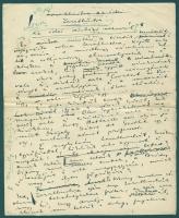 Karinthy Frigyes (1887-1938) író Zarathustra az idei színházi szezonról című paródia-cikkének autográf kézirata 7 lapon (az egyik lap hátulján az író magán jelllegű levele áthúzva) / Manuscript of the Frigyes Karinthy`s aricle