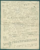 Karinthy Frigyes (1887-1938) író Zarathustra az idei színházi szezonról című paródia-cikkének autogr...