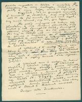 Karinthy Frigyes (1887-1938) író Zarathustra az idei színházi szezonról című paródia-cikkének autogr...