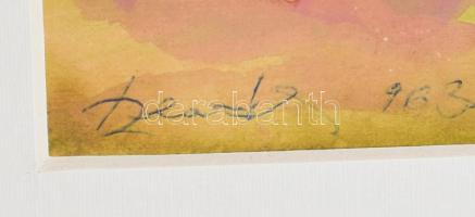 Szlovák György (1913-1987): Színes táj. Akvarell, papír. Jelzett. Paszpartuban. 28x18,5 cm