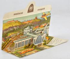 1960 Brno, Brünn; Brnenské Vystaviste / Exhibition. 2-tiled modern pop-up folding dimension postcard (21 x 10,5 cm) (EK)