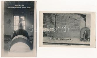 Ada Kaleh - 3 db régi képeslap - 1 Babakáj szikla / 3 pre-1945 postcards + 1 Babagaj