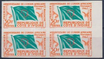 Afrikai Unió ívszéli vágott 4-es tömb, African Union imperforated margin block of 4