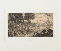 Rubens után: Búcsú (La Kermesse). Rézkarc, papír, jelzett a karcon. Paszpartuban. 13,5x25,5 cm