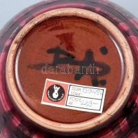 Borsódy Ágnes (1936): Retró kaspó, színes mázakkal festett kerámia, jelzett, hibátlan, m: 15 cm