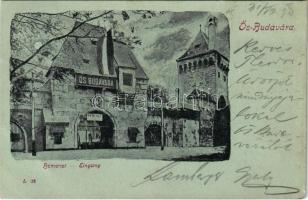 1898 (Vorläufer) Budapest XIV. Ős Budavár, bemenet, pénztár (EB)